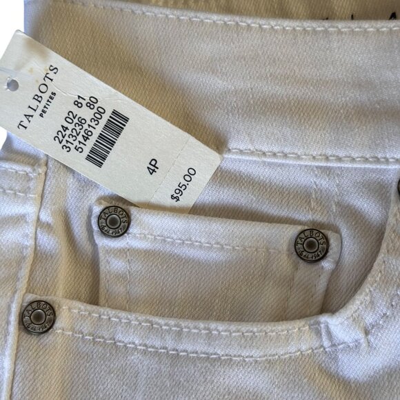 Talbots Flawless White Girlfriend Jeans 4P Ankle Length Mid-Rise Relaxed-Leg $95 - Picture 5 of 10